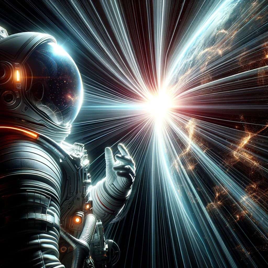 an astronaut, digital art, glowing